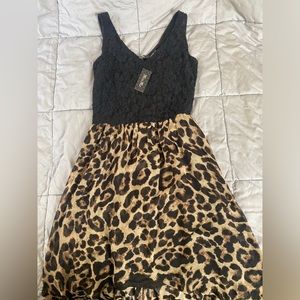 Miss me black and cheeta print dress